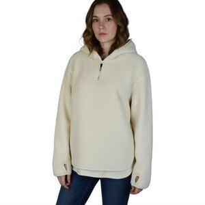 Hudson North Off White Fleece‎ Half Zip Hoodie Pullover Size M